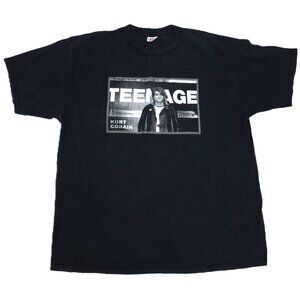 Vintage 2002 Kurt Cobain Teenage End of Music T Shirt Men's L Grunge Music Tee